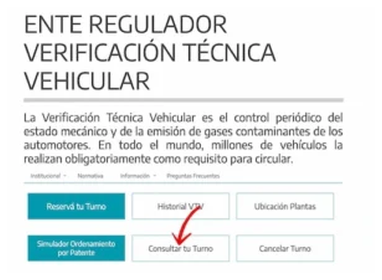 Paso 1 para consultar o cambiar el turno de la VTV en Villa Gesell