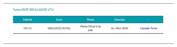 Paso 3 para consultar o cambiar el turno de la VTV en Villa Gesell
